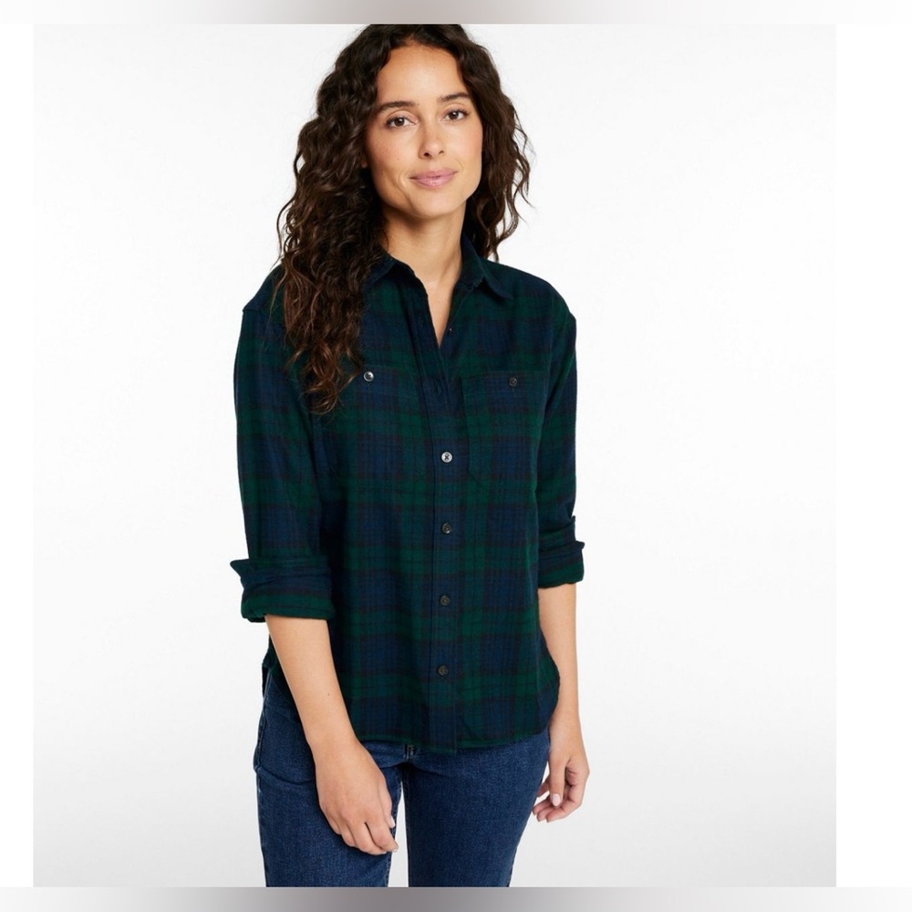 L.L. Bean Blackwatch Plaid Flannel Shirt Small Relaxed Fit 100% Cotton NWOT - Picture 2 of 9